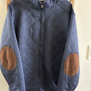 CREMIEUX Men's Blue Quilted Jacket with Brown Elbow Patches